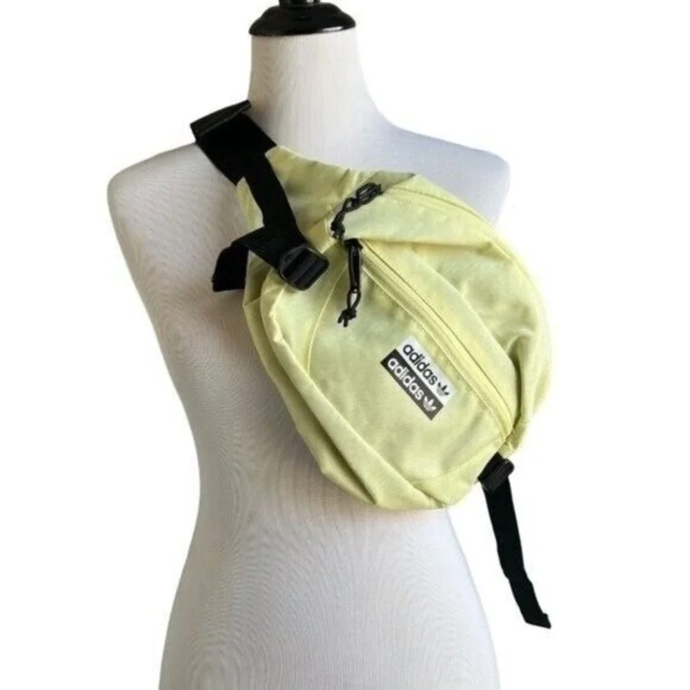 Adidas Utility Yellow And Black Crossbody Wide Strap Fannypack Sling Waistbag